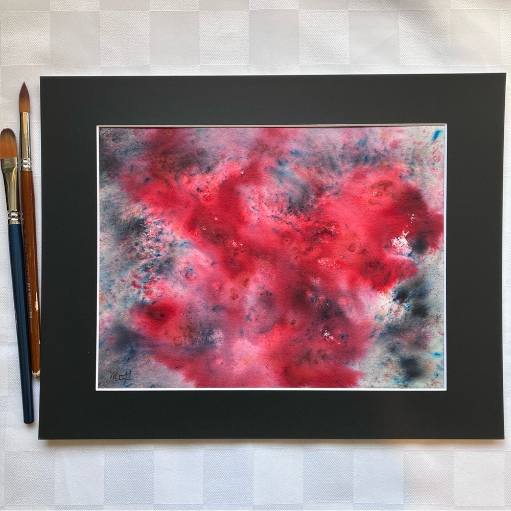 Abstract Red Monsoon Stormy Sky Original Watercolor Painting